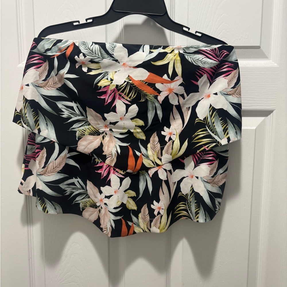 Kona Sol Tropical Floral Swim Top - Black Multicolor